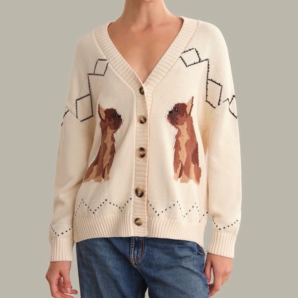 525 America Sweaters - EMILIA: 100% COTTON FRENCHIE CARDIGAN & FRENCHIE INTARSIA COTTON DOG SWEATER